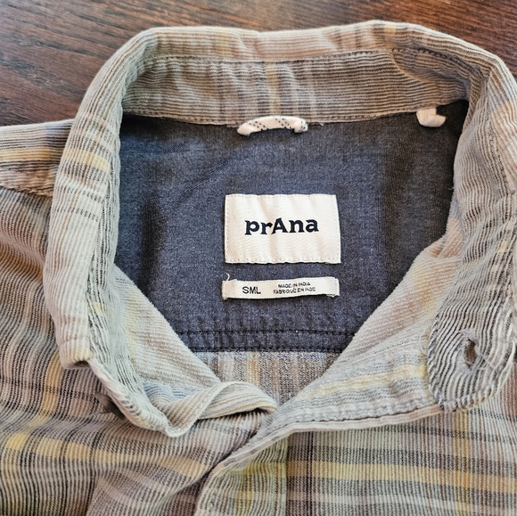 Prana Corduroy Grey Plaid Button-up Sz S - Picture 2 of 7